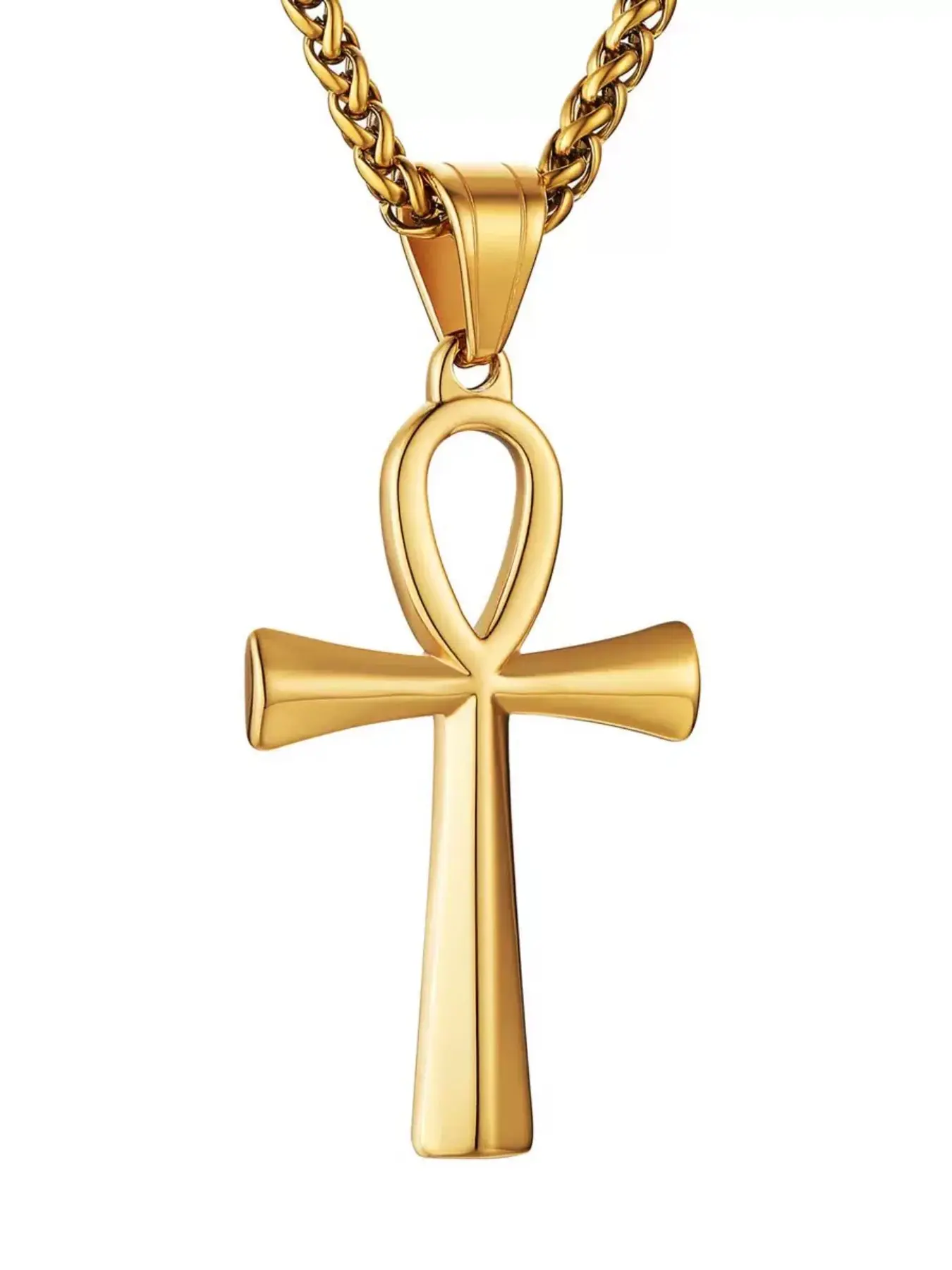Vintage Style Stainless Steel Egyptian Ankh Pendant Necklace, Fashion Jewelry for Party, Daily Clothing Decor, Trendy All-match & Exquisite Jewelry for Birthday Gift