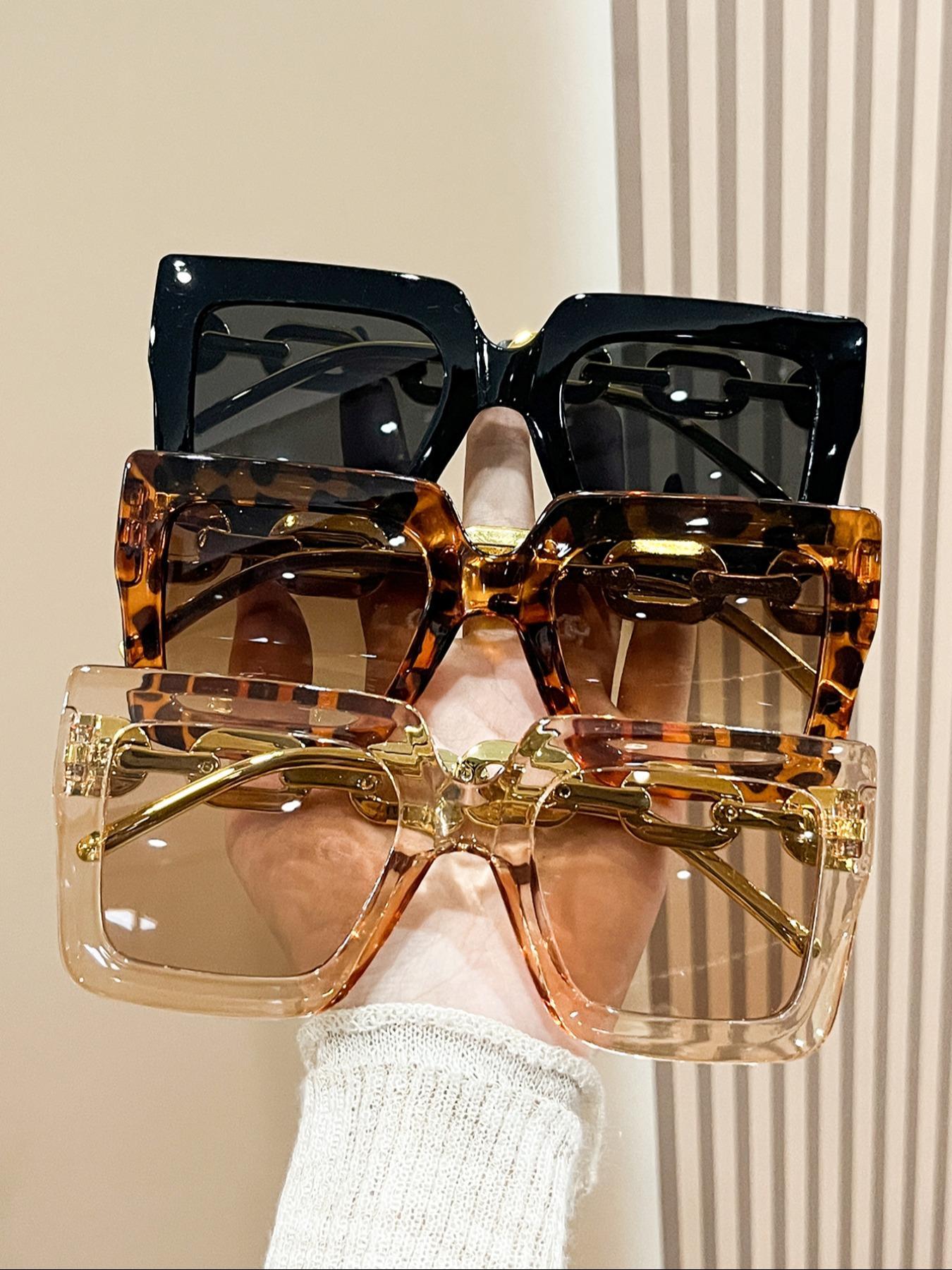 Unisex Simple Style Square Frame Tinted Lens Sunglasses, Trendy Casual Sunglasses for Everyday Use, Fashion Accessories for Outdoor Activities