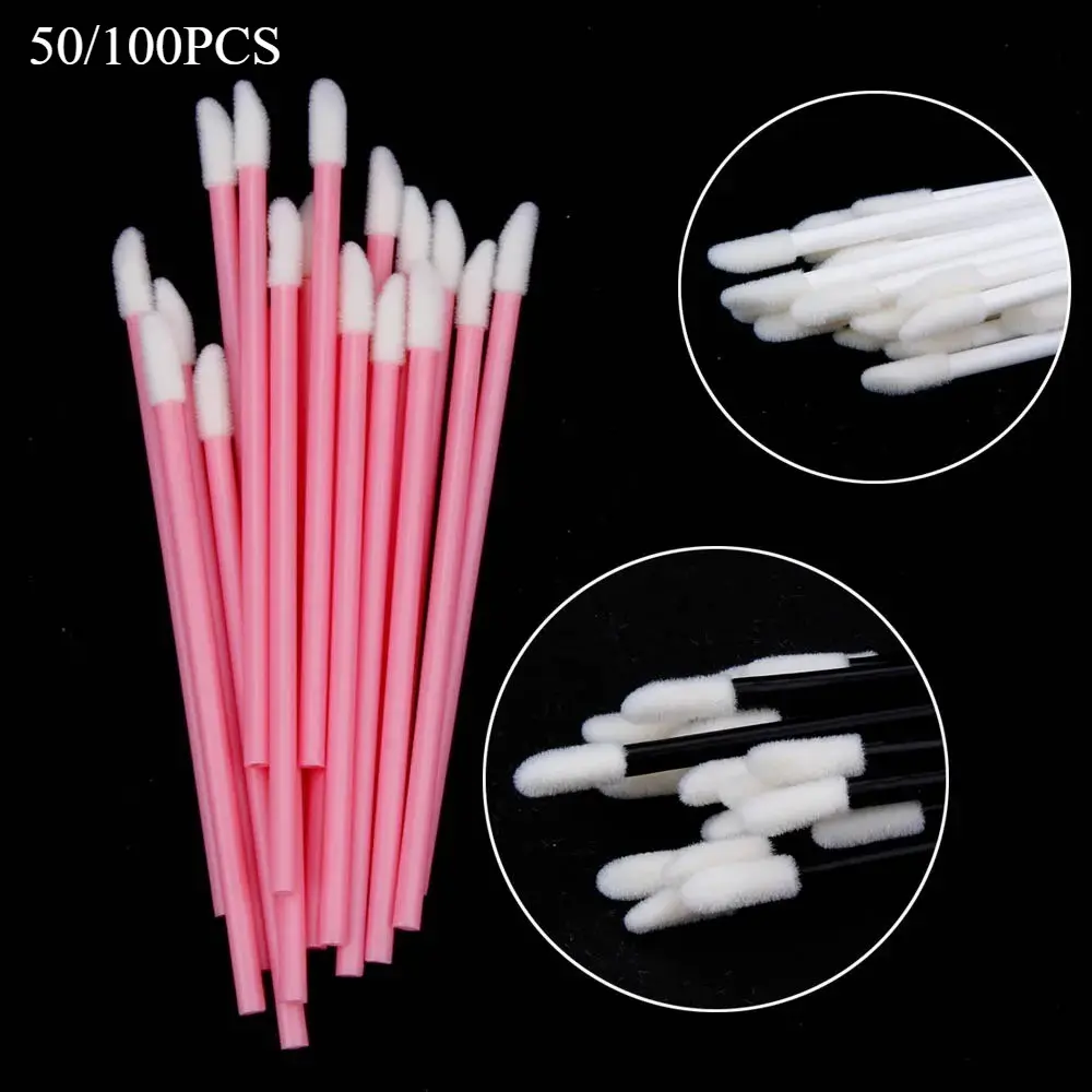 50/100pcs Disposable Lip Lint-Free Applicators, Lipstick Testers Wands, Makeup Lip Brushes, Beauty Tool for Smooth Application