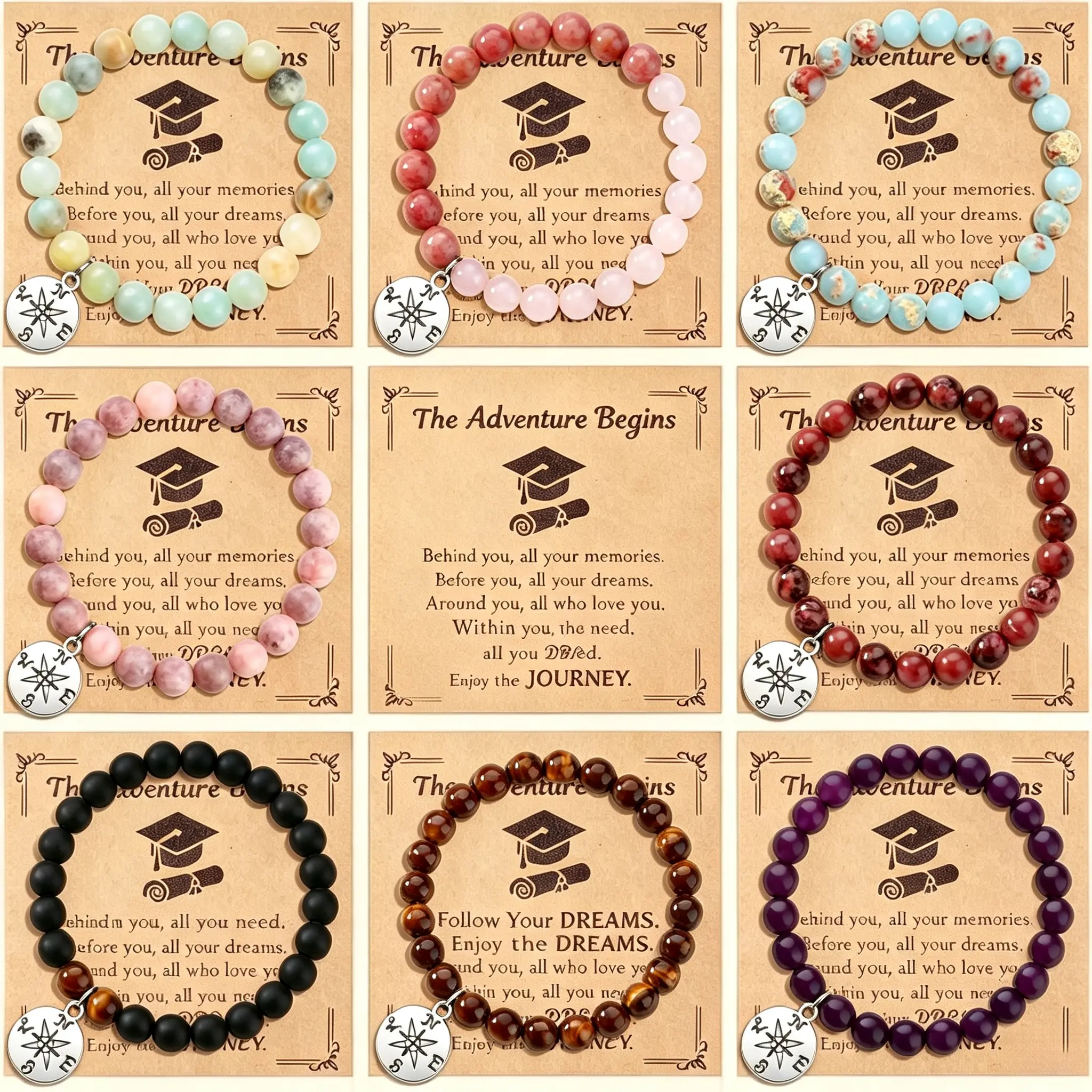 2026 Graduation Inspirational Compass Bracelet for Women – High School & College Graduation Gift with Keepsake Message Card