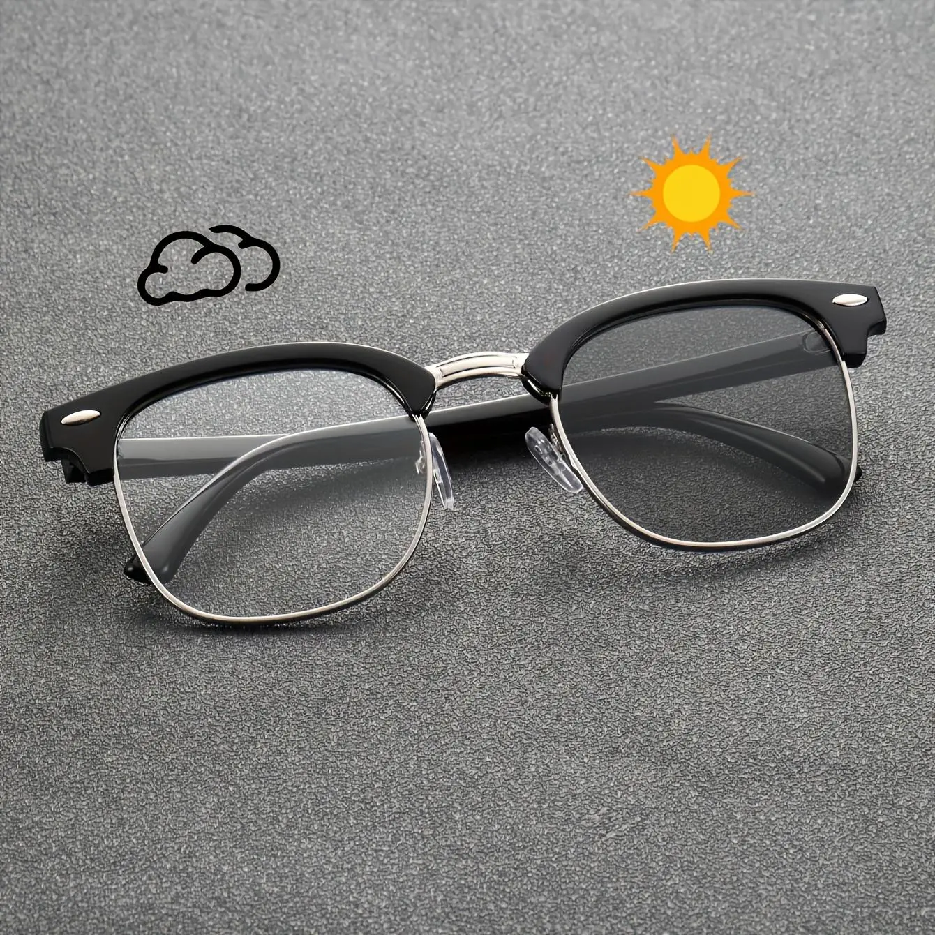 Men'S Vintage Square Frame Fashion Glasses - Classic Black Composite Frame with Clear Lenses, Stylish & Durable for Everyday Wear, Everyday Fashion Glasses |   Classic Square Frame |   Composite Frame Fashion Glasses, Square Frame Glasse