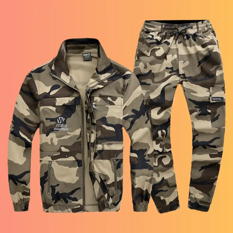 Unisex Cotton Camouflage Workwear Set Summer Breathable Short Sleeve Tactical Uniform Outdoor Training Clothes Available In Multiple Colors