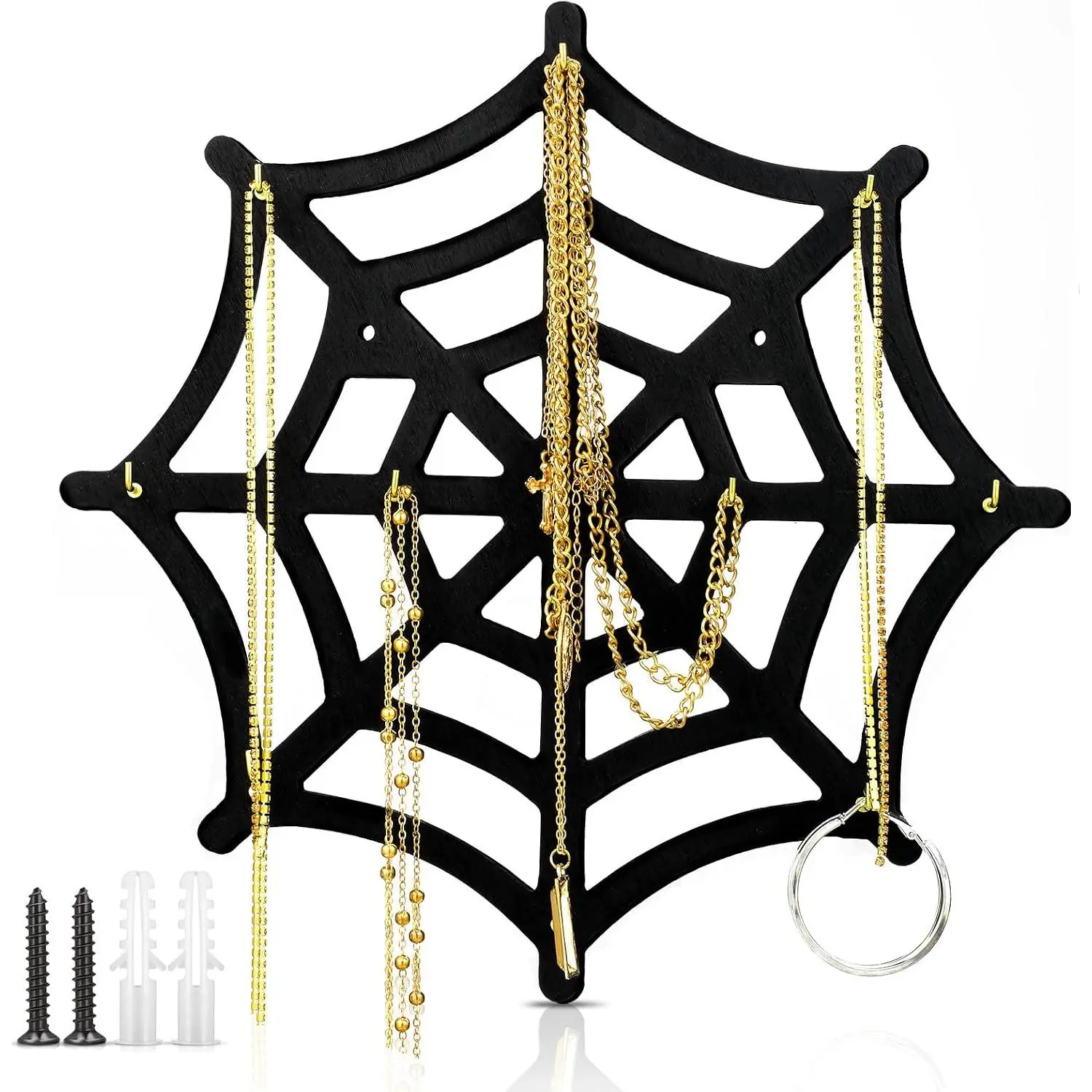 Halloween Gothic Earring stand  Holder Black Key Holder Halloween Mount Hanger Decor Organizer for Kitchen Room  Front Door(Spider Web)