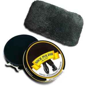 Black Shoe Polish Paste for Leather Shoes & Boots,  High-Gloss Shine, UV Protection, Includes  Cloth, 1.75oz (50ml)