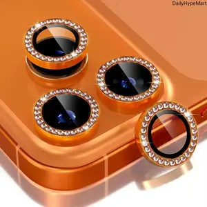 Bling 9H Tempered Glass Lens Protector with Metal Ring for iPhone