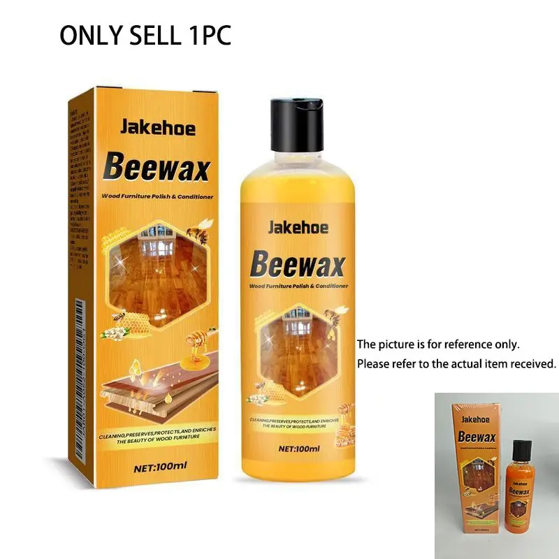 Jakehoe 100ML Wood Care Beeswax Polish, Enhances Shine and Protection for Furniture and Floors, Natural Beeswax Formula for Wood Surfaces