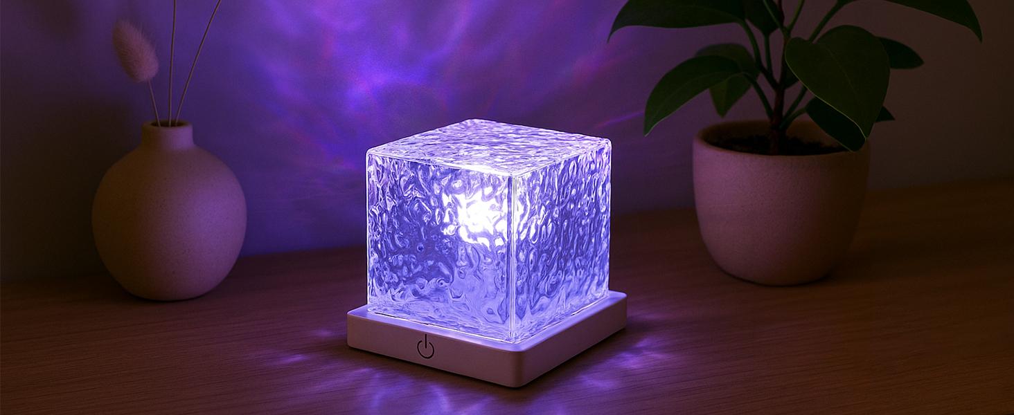 Rechargeable Shower Light No Wiring, 16 Color Changeable Ocean Wave Projector Light, Dimmable Waterproof Shower Lamp with Remote, Rotating Flame Water Ripple Lamp for Shower, Bathroom, Bedroom Decor