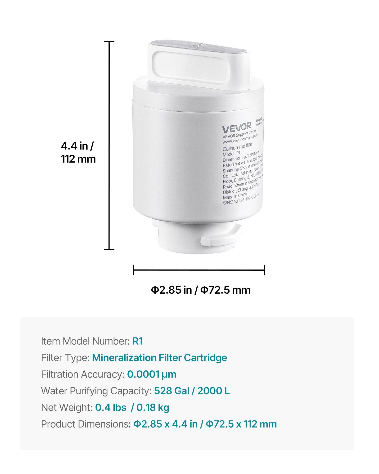 VEVOR Mineralization Filter Replacement – Remineralization Alkaline Water Filter for Reverse Osmosis System, Balances pH & Restores Minerals, Compatible with X811B Ice Maker Water Dispenser