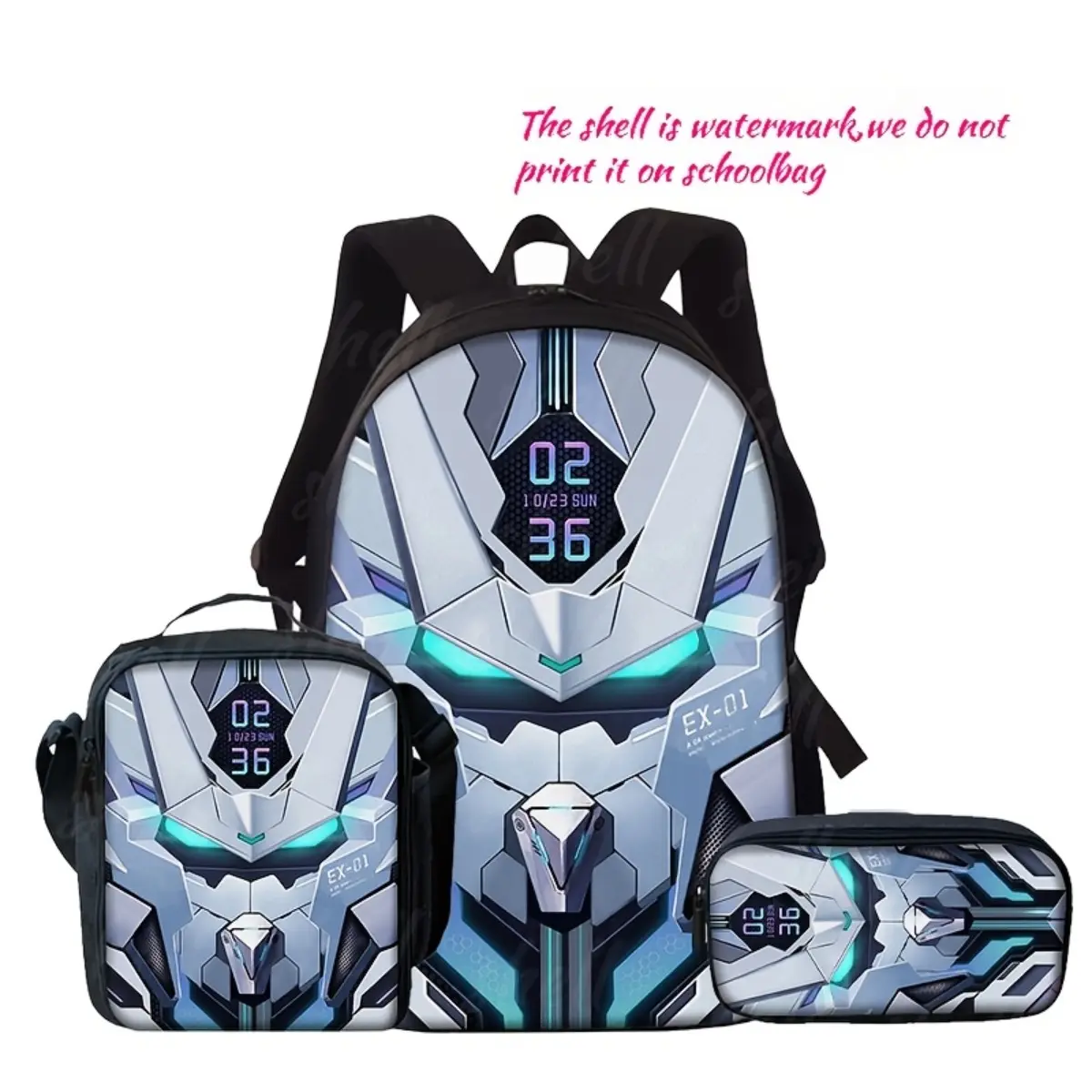 Robot Theme 3-in-1 Christmas Gift Backpack Set - Lightweight Travel Backpack, Multi-functional Storage Organizer, Adjustable Shoulder Straps, Stylish Design for Teens, 3 In 1 Backpacks