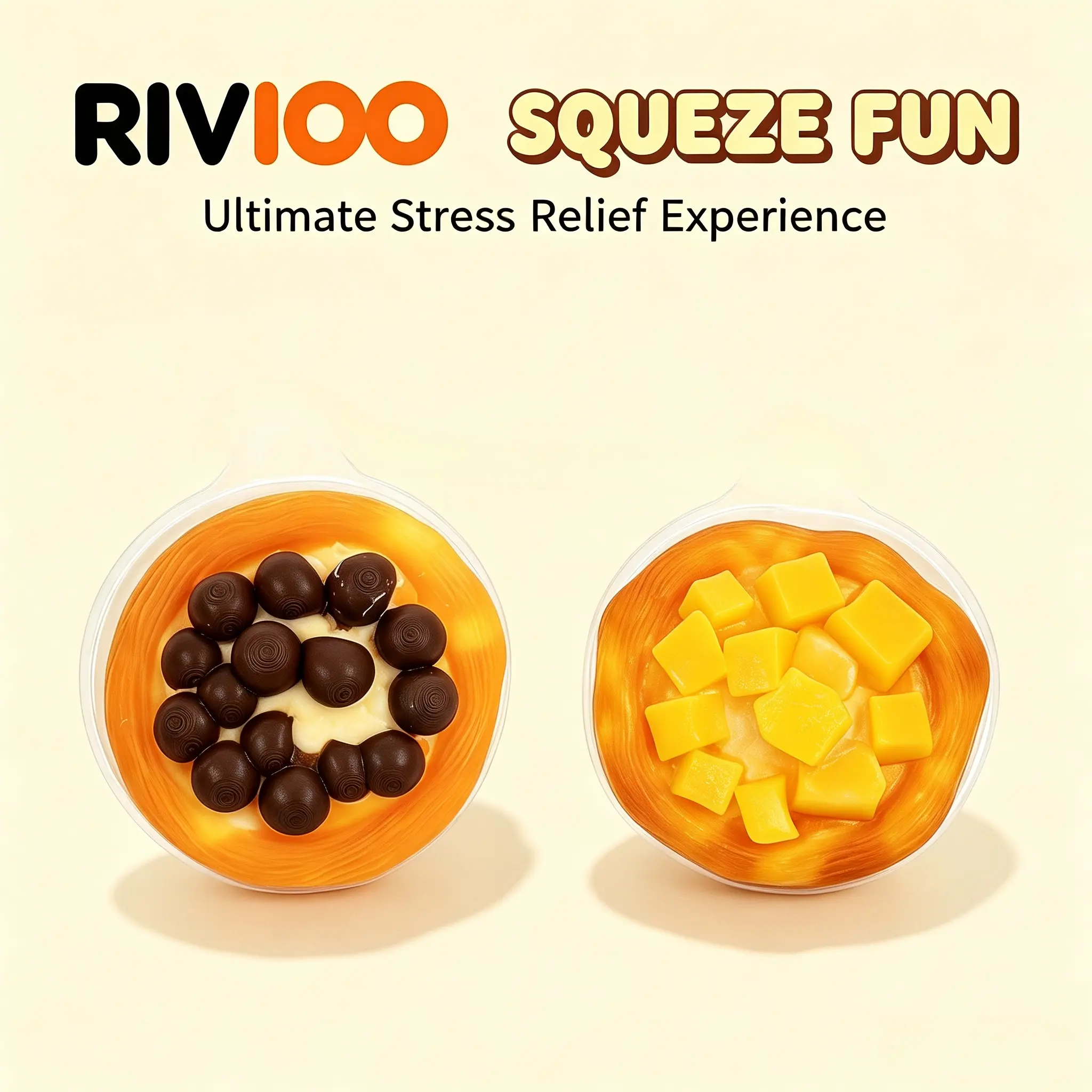 RIVIOO DIY food-grade silicone pinch dessert series boutique pearl mango egg tart decompression toy pinch music