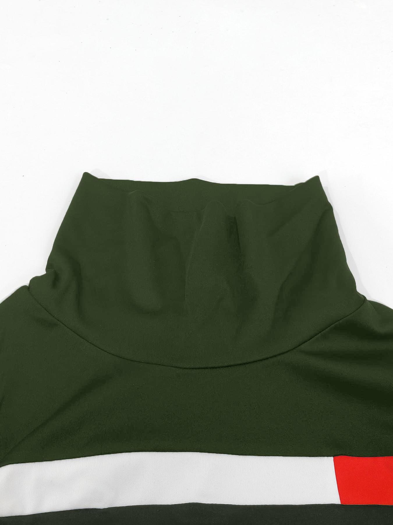 Women's Patchwork Sweatshirt & Pants Set, Casual Long Sleeve High Neck Pullover & Trousers, Women's Fall & Winter Clothes for Daily Wear, Womenswear