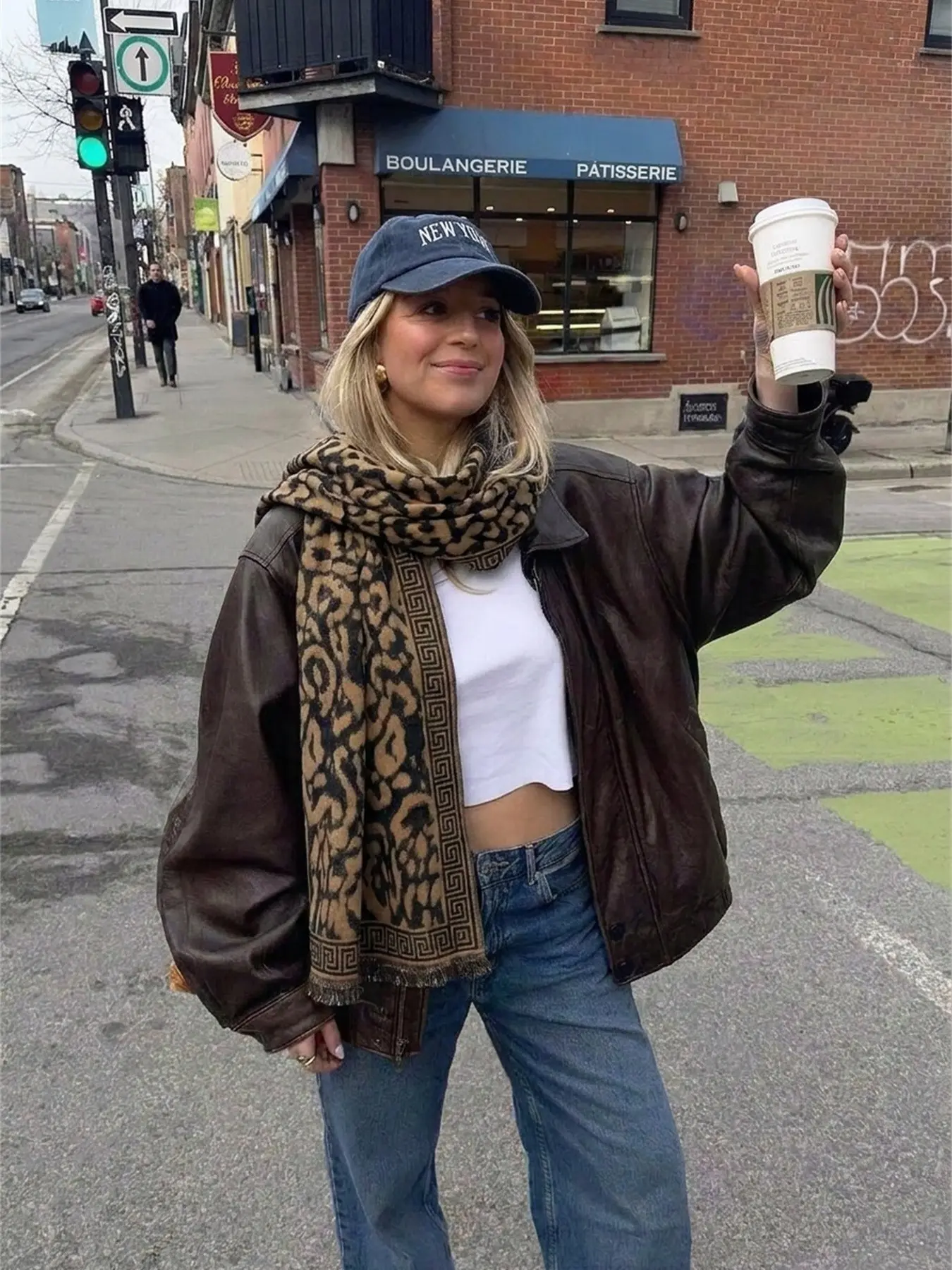 Boho Style Geometric Leopard Pattern Chunky Shawl, Double Sided Thickened Scarf, Soft Warm Long Scarf for Fall & Winter, Fashion Accessory for Women & Men