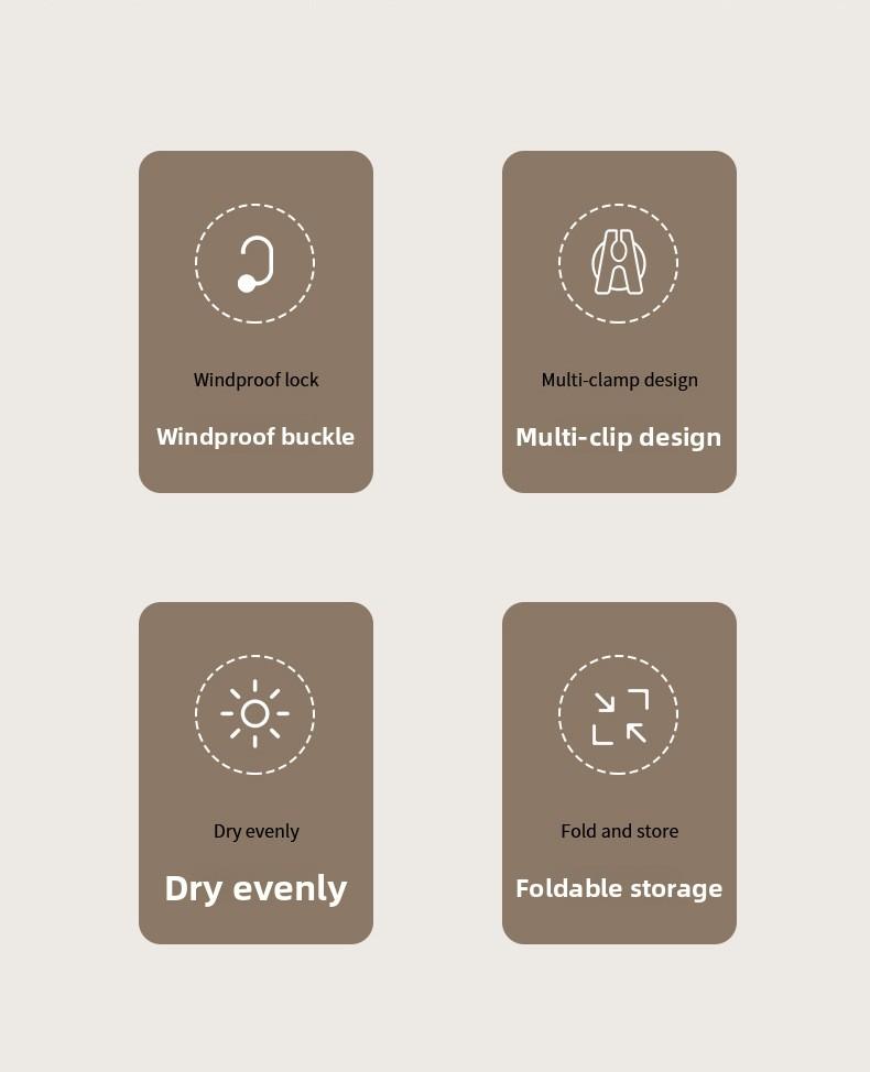 FaSoLa Household Folding Drying Rack, Multi-Clip Sock and Underwear Drying Tool, Multifunctional Windproof 2-in-1 Drying Rack