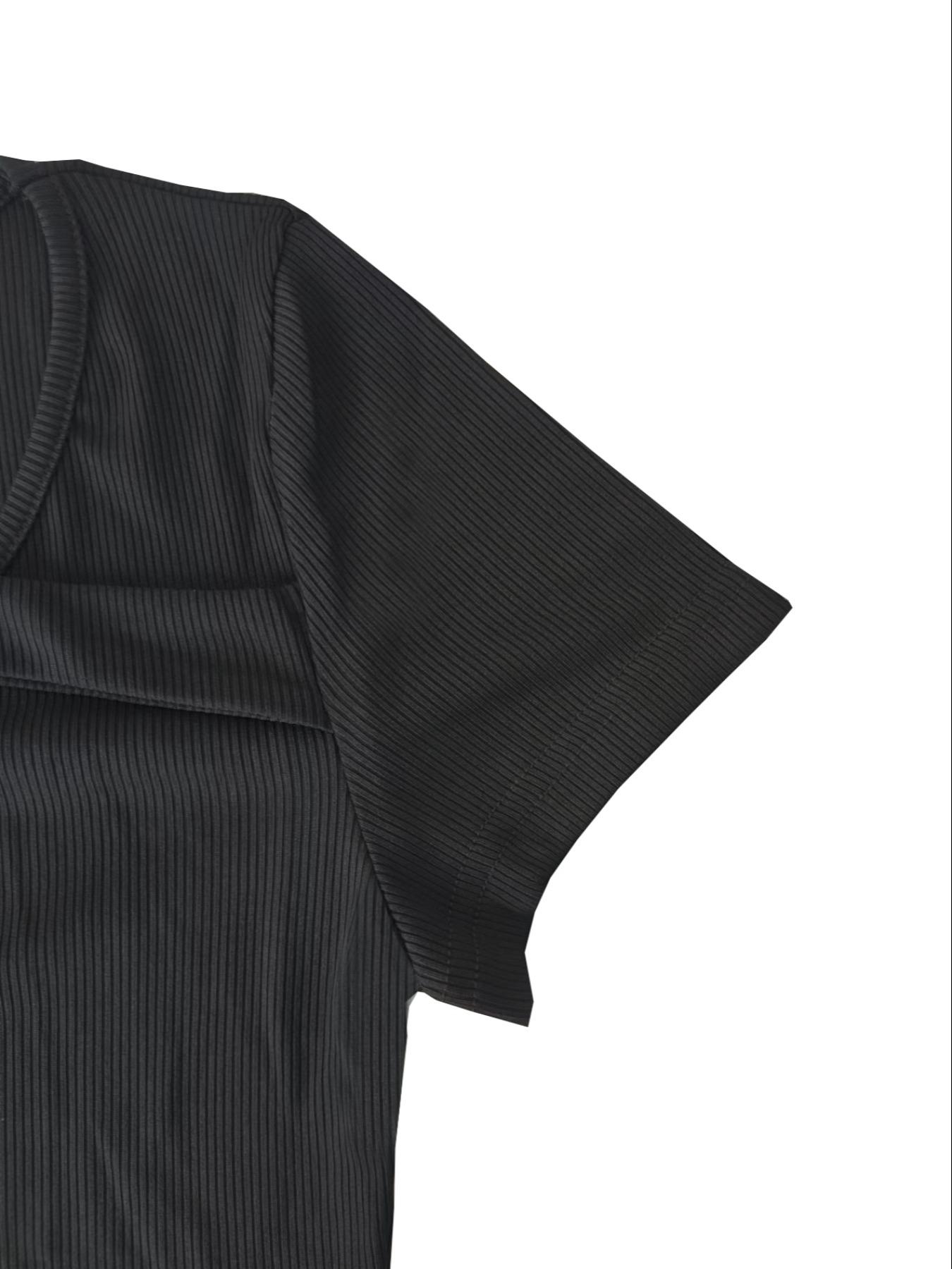 Women's Plain Cut Out Asymmetrical Neck Tee, Casual Chic Minimalist Short Sleeve T-Shirt for Daily Wear, Ladies Clothes for All Seasons, Womenswear