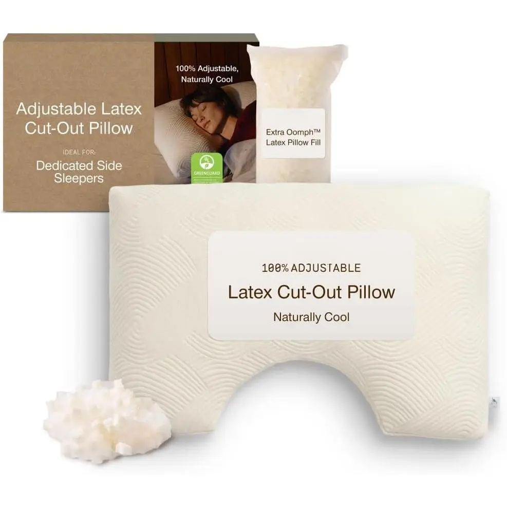 Adjustable Latex Cut-Out Pillow , Talalay Latex & Microfiber Fill,   Cut-Out, Naturally Cooling, , Medium Firm for Side Sleepers, GREENGUARD