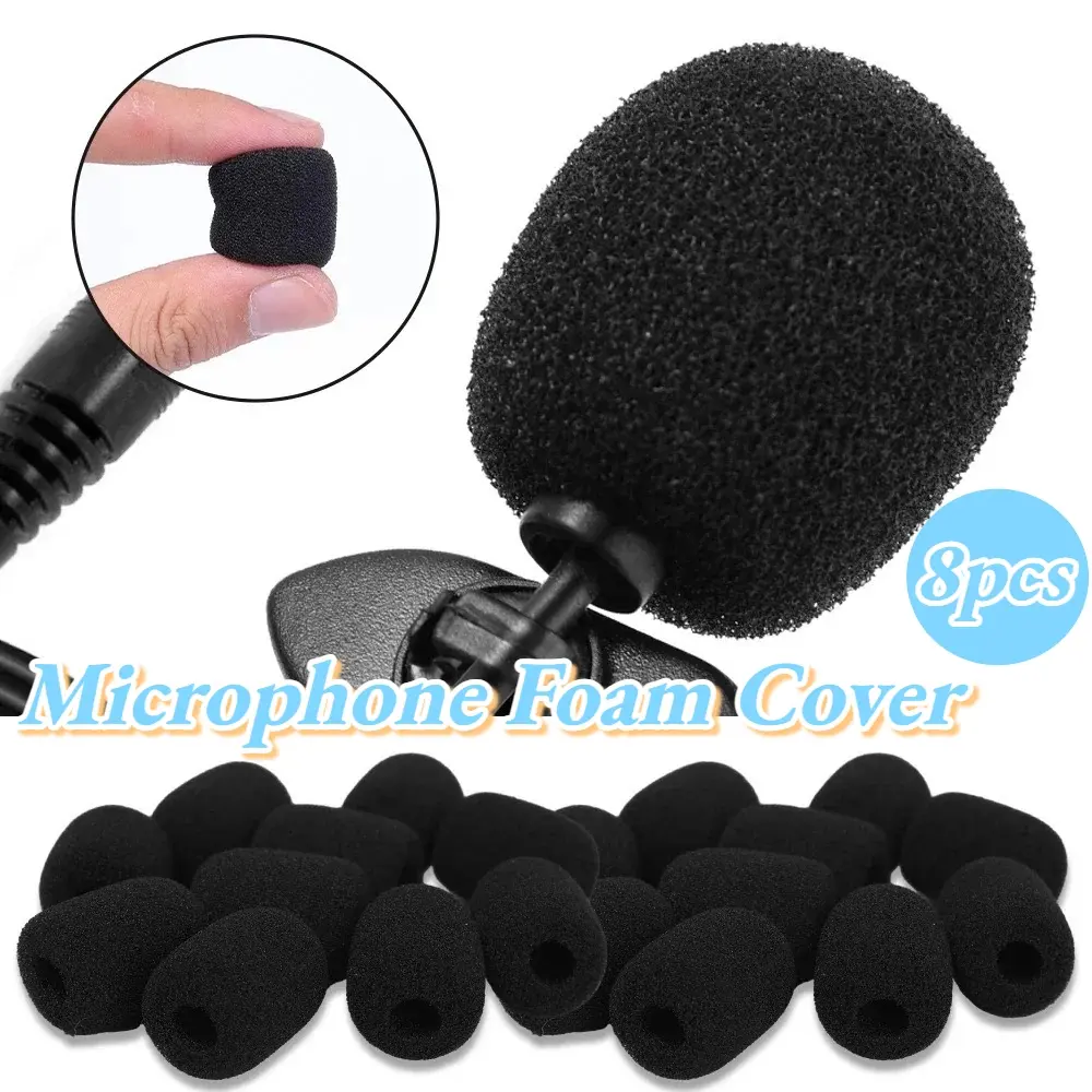 8pcs microphone pop-up cover, headset microphone pop-up cover, wheat bee amplifier microphone cover, mini microphone cover, portable windproof microphone cover, mobile phone microphone lavalier microphone protective cover replacement accessories, Audio