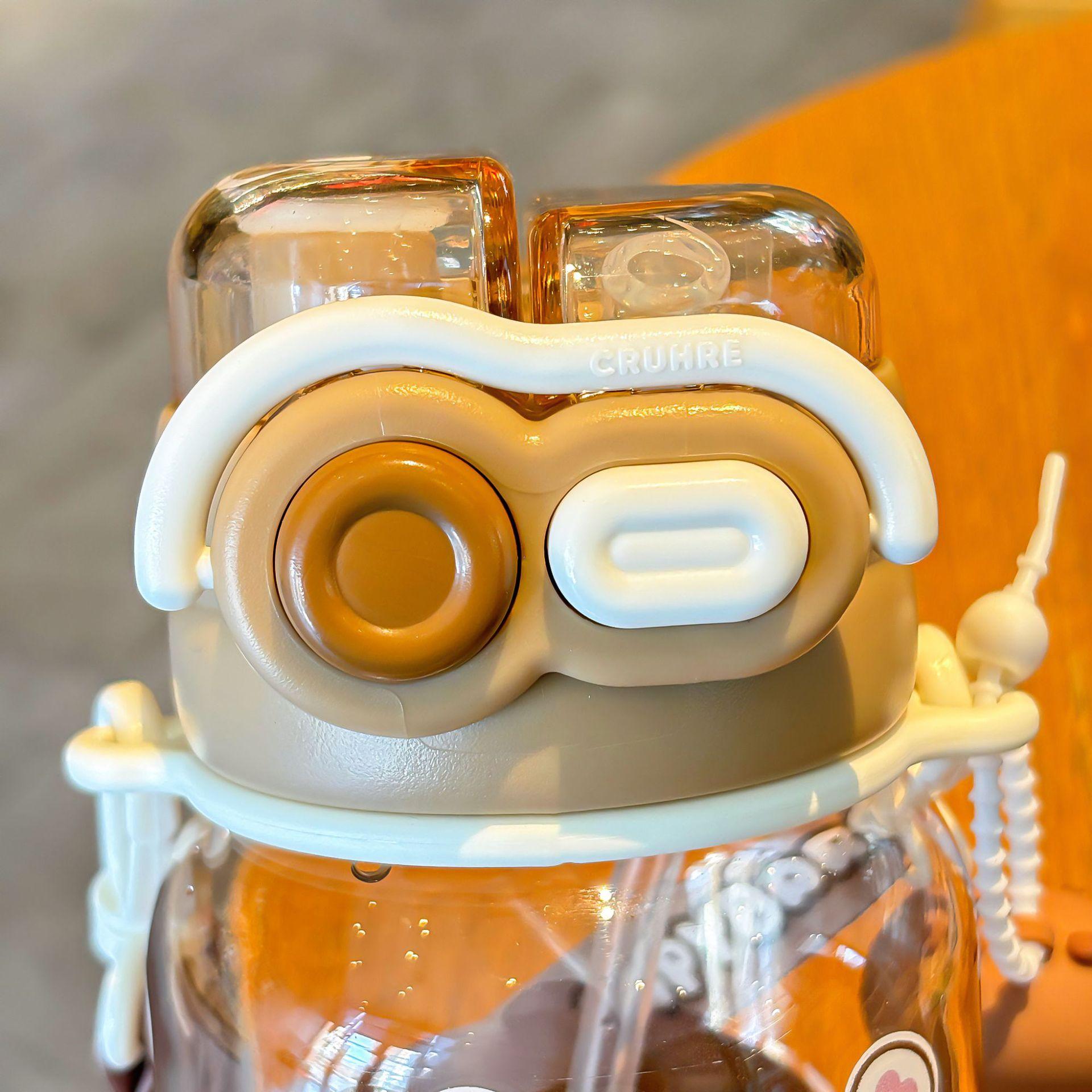 Capybara Cute Summer Kids Plastic Water Bottle for Students Girls kapibara Plastic Cup Portable Strap Children's Cup with Straw