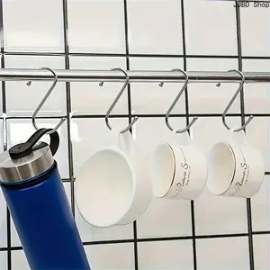 20PC  Curved Stainless Steel S Hooks, Multi-Purpose Rod Hanging Hooks for Home Flower Basket Storage Organizer