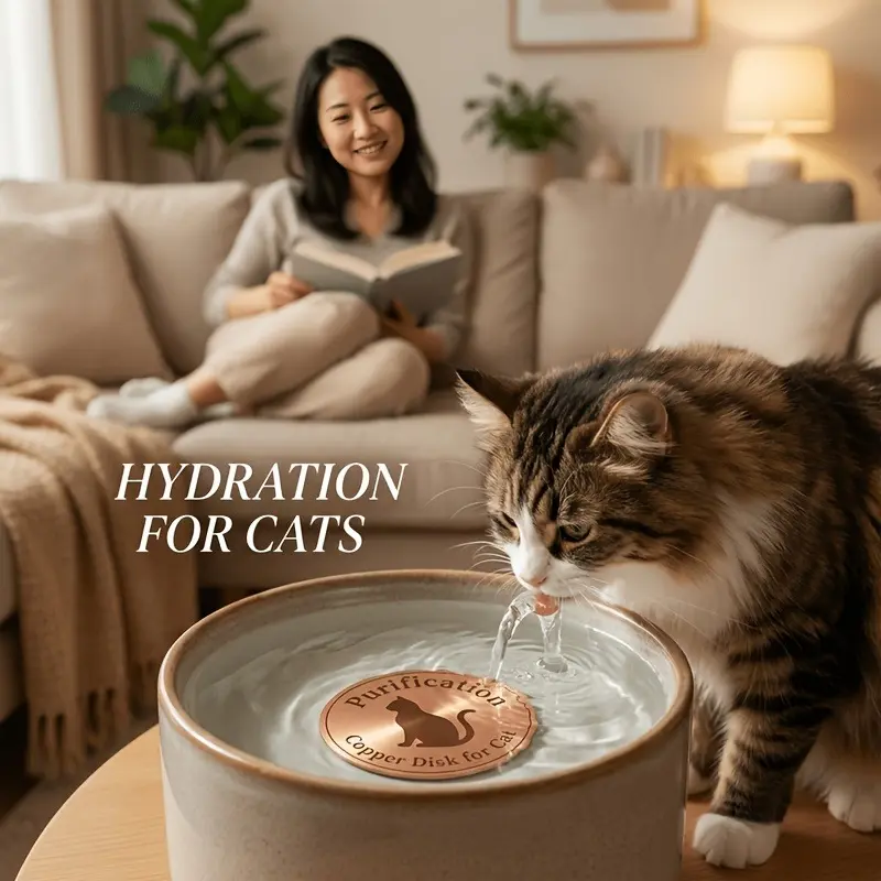 Copper Pet Water Purifier Cartridge Universal Type, 99.9% Pure Copper Water Purifier Cartridge, Suitable for Pet Dog, Cat, Cow and Chicken Prevention, Reusable, Chemical Free, Easy to Use Pet Dog, Cat, Chicken and Cow Water Purifier, No Battery Required