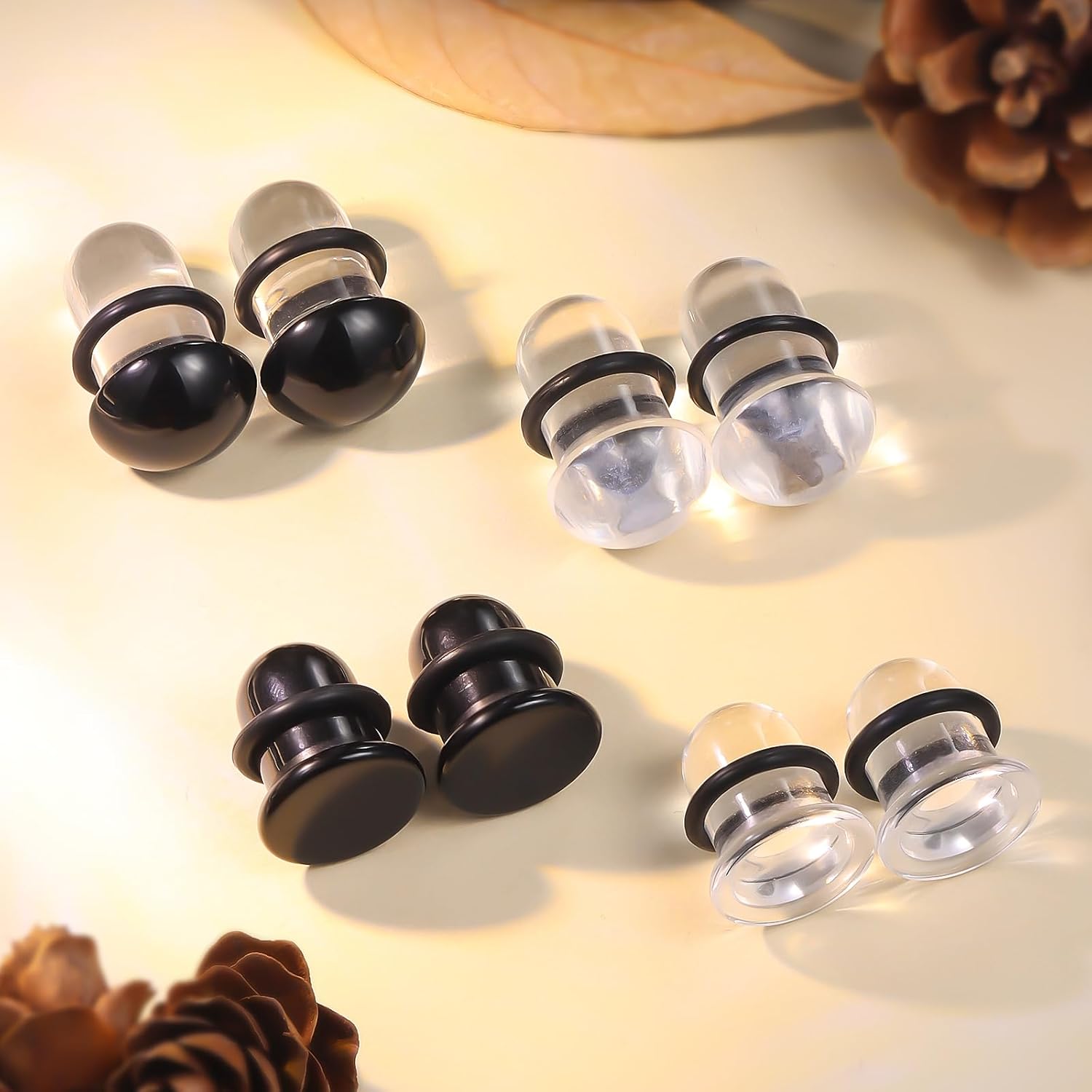 14G-00G Solid Ear Plugs Tunnels for Women Men Single Flared Ears Gauge Plugs with O-Ring Stretcher Expander    2 Pairs
