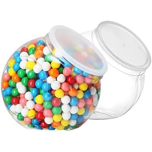 2-Pack Plastic Candy Jar - 96oz Large Candy Jars with Lids for Candy Buffet, Kitchen & Office Desk - Plastic Jars with Lids for Candy, Cookies & Snacks - Clear Jar with Labels BPA-Free