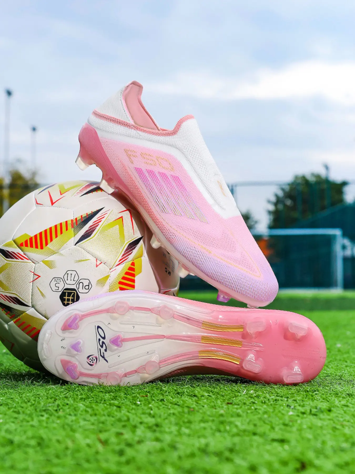 Unisex Soccer Cleats, Anti-Slip Durable Ag Studs, Ideal for Artificial and Natural Grass, Training and Match, PU Leather, Tpu Sole