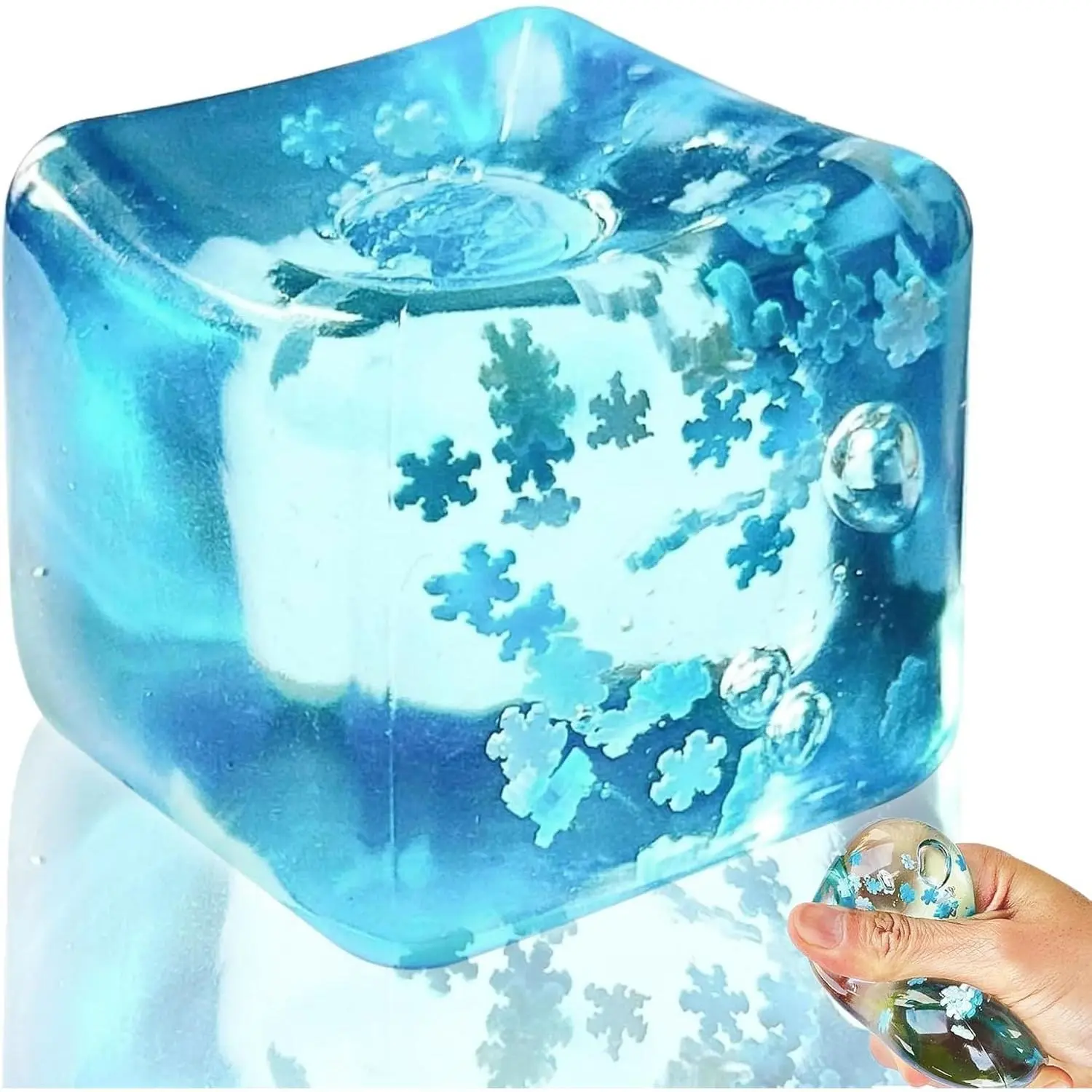 Crystal Snowflake Ice Cube Fidget Toy - Premium Squishy Stress Relief, Aesthetic Clear Sensory Squeeze Block, Silent Office Decompression Toy for Adults