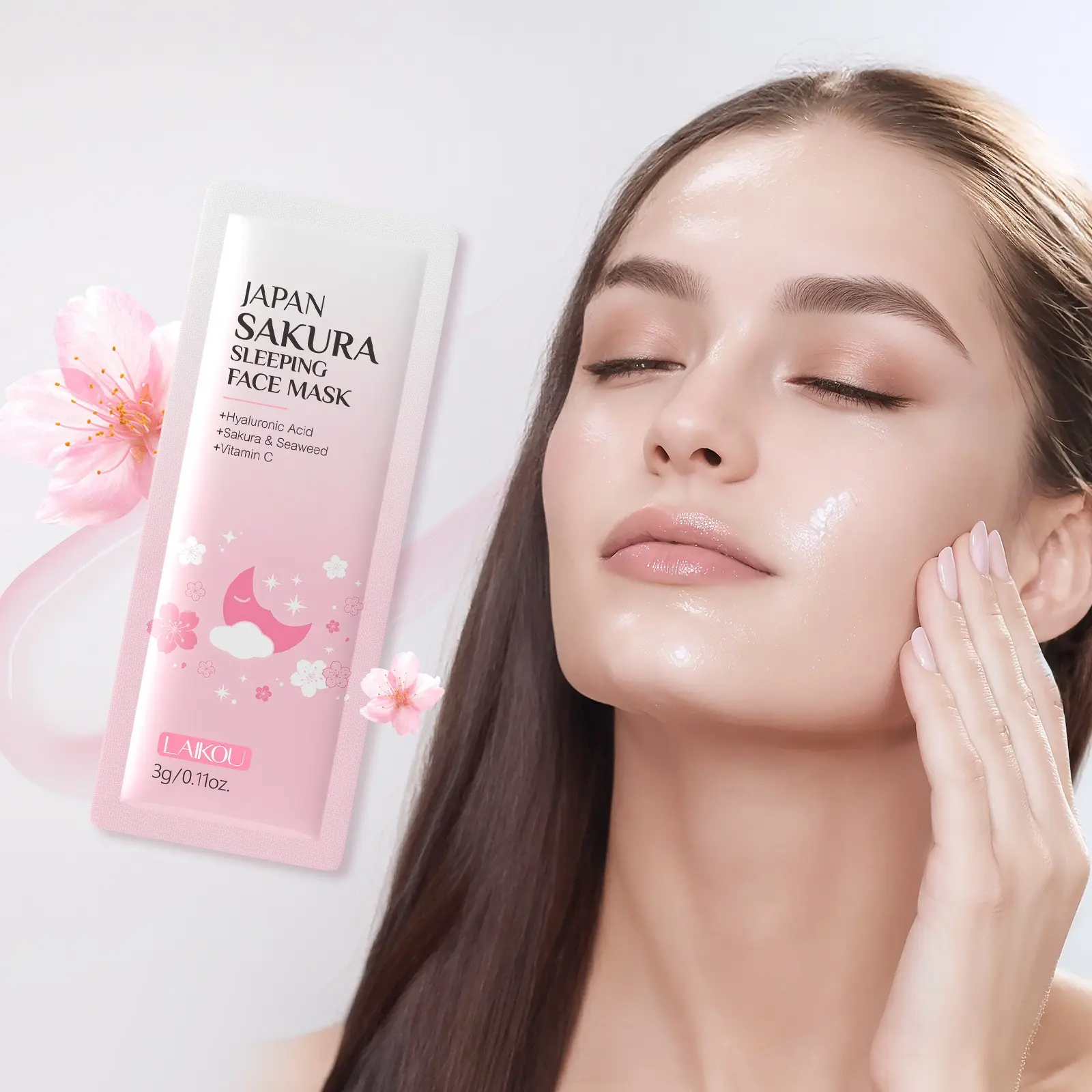 Cherry Blossom Rice Ferment Sleep Mask 3g, Contains Cherry Extract, Vitamin C, Hyaluronic Acid, Nightly Skin Balancing, Compact Travel Pack