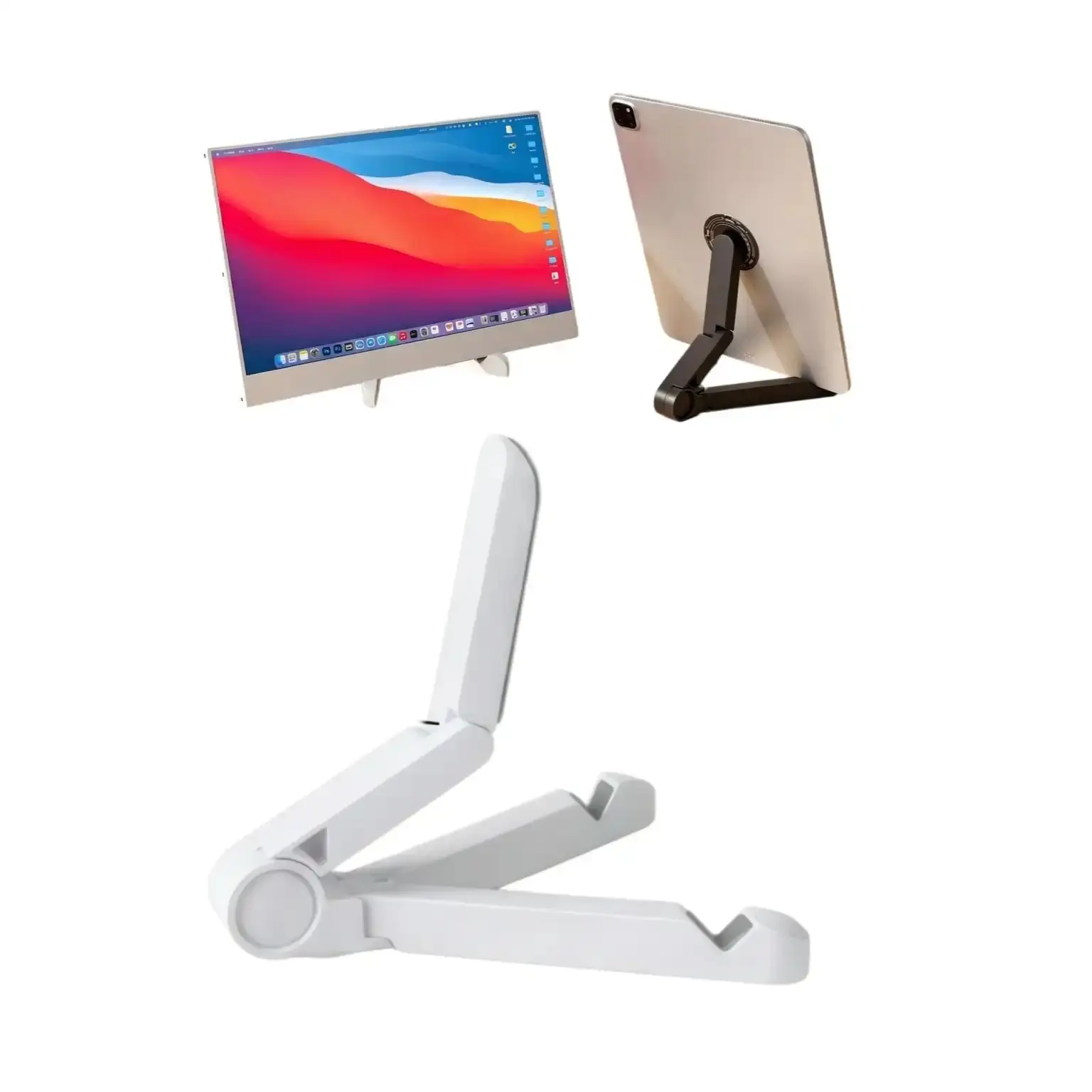 Foldable Desktop Stand for Portable Monitor, Universal Holder Compatible with Smartphone and Tablet, Stable Adjustable Support for iPad, Ideal for Home Office Work, Video Calls and Media Viewing-MM1