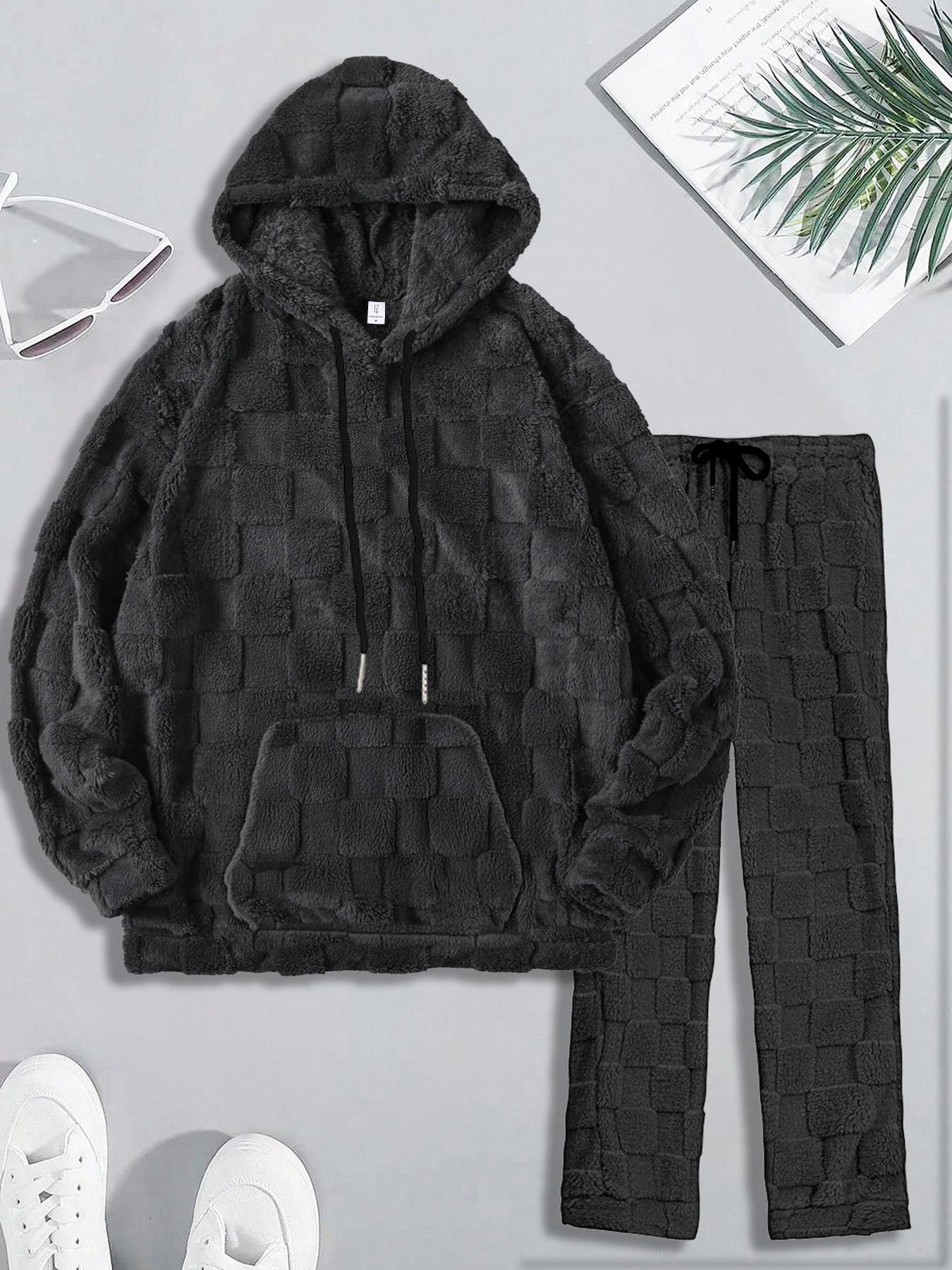 Men's Oversized Casual Hooded Sweatshirt And Joggers Pants Set, Loungewear, Athletic Vintage Streetwear, Menswear