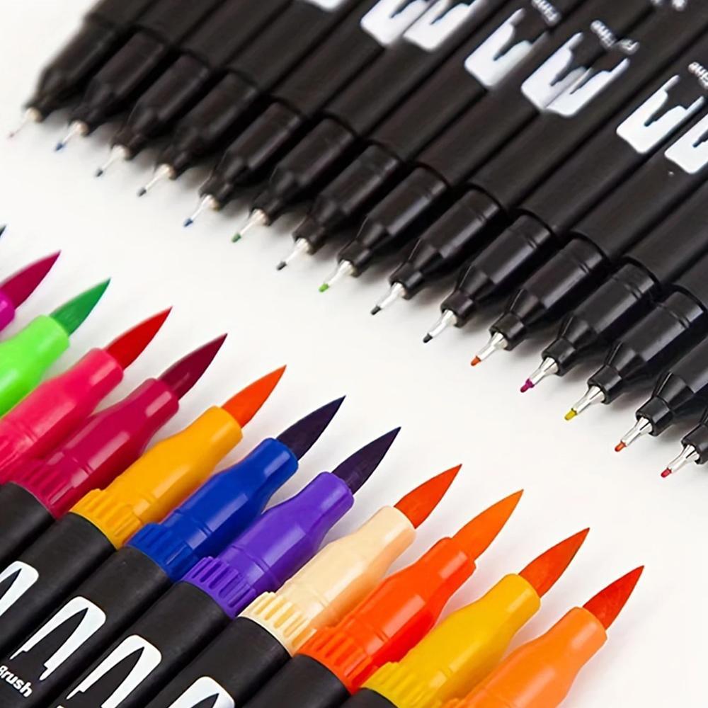 72/100/120/168 Color Dual-Ended Markers Art Brush Set Art Materials for Children, Professional Drawing and Doodling Supplies for School and Home