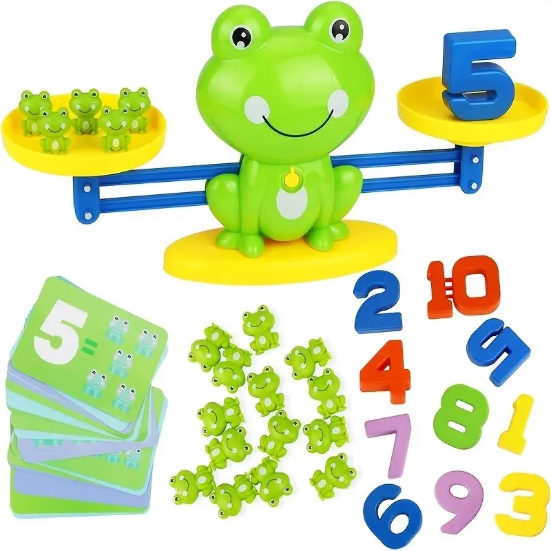 Frog Balance Math Toy (Random Digital Colors)- Green Plastic, Interactive Weight Stacking & Counting Game for Youngsters, Ideal for Logical Thinking & Intellectual Development, Educational Toy Math Learning Tools | Interactive Learning | Durable Toy