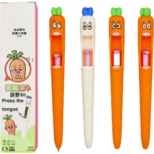 8 Pcs Cool Screaming Carrot Tongue Gel Pens Kawaii 0.5 mm Carrot Writing Pens Black Ink For Easter Basket Stuffers Supplies Office Decorations