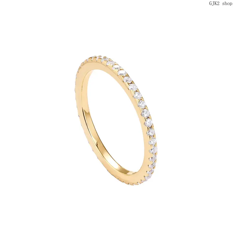 3 Colors Tiny Paved Crystal Stackable Rings, Thin Band Half Eternity Rhinestone Stacking Ring, Gold Silver Rose Gold Minimalist Wedding Band Finger Jewelry for Women Daily Wear