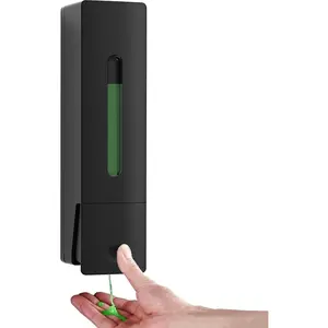 Single Wall Mounted Hand Soap Dispenser 13.5oz/400ml Black Clear Refillable Liquid Lotion Dispenser Drill Free with Adhesive or Screws Wall Mounted Shower Pump