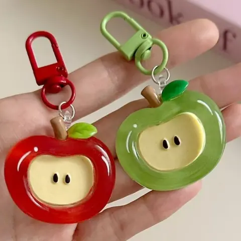 2/20pcs Cute Apple Keychain Set - Red & Green Acrylic Pendants with Playful Face Design, Perfect for Backpacks, Bags, and Accessories, Trendy Cute Keychain, Cute Keychain Accessories, Handmade Keychain, Keychain Kawaii, Keychains Cute