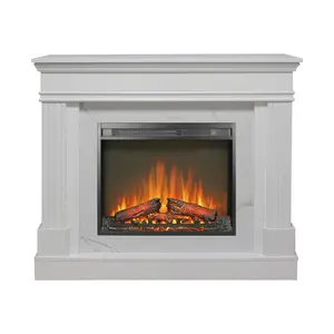 44" Electric Fireplace with Mantel for Living Room or Bedroom,23" Fireplace Insert Heater, Realistic Log and Flame Effect, Remote Control, Timer