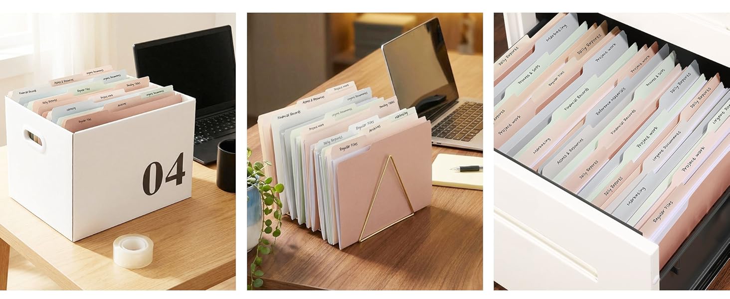 File Folders, 30 Pack Manilla Folders 8.5 x 11, Colored File Folders Home Office School Supplies for Documents Files Paper, 6 Soft Colors