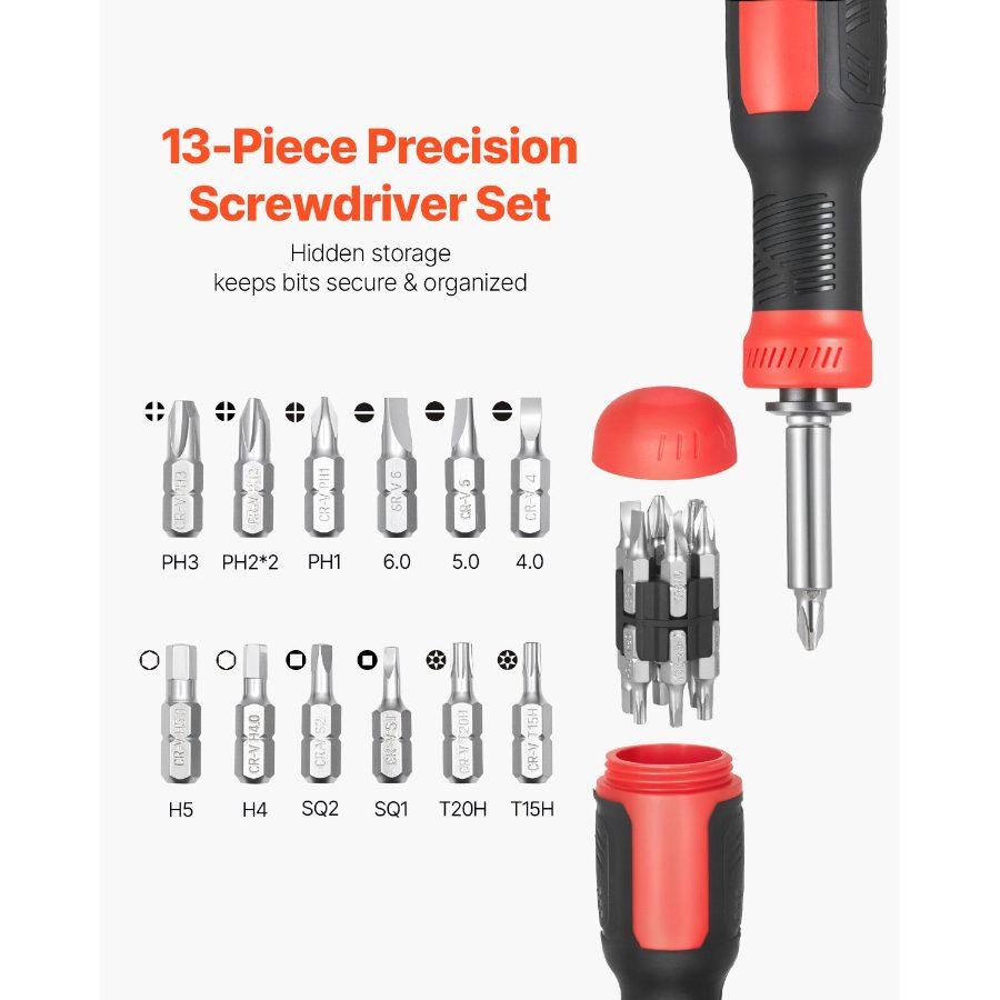 VEVOR Screwdriver Set, 13 in 1 Magnetic Multi Bit Mini Nut Driver Set, Phillips, Flat Head, Torx, Square Bits for Men, Manual Precision Repair Tool Kit for Sockets, Furniture, Home Appliances, Cars VEVOR Screwdriver Set, 13 in 1 Magnetic Multi Bit Mini Nut Driver Set, Phillips, Flat Head, Torx, Square Bits for Men, Manual Precision Repair Tool Kit for Sockets, Furniture, Home Appliances, Cars