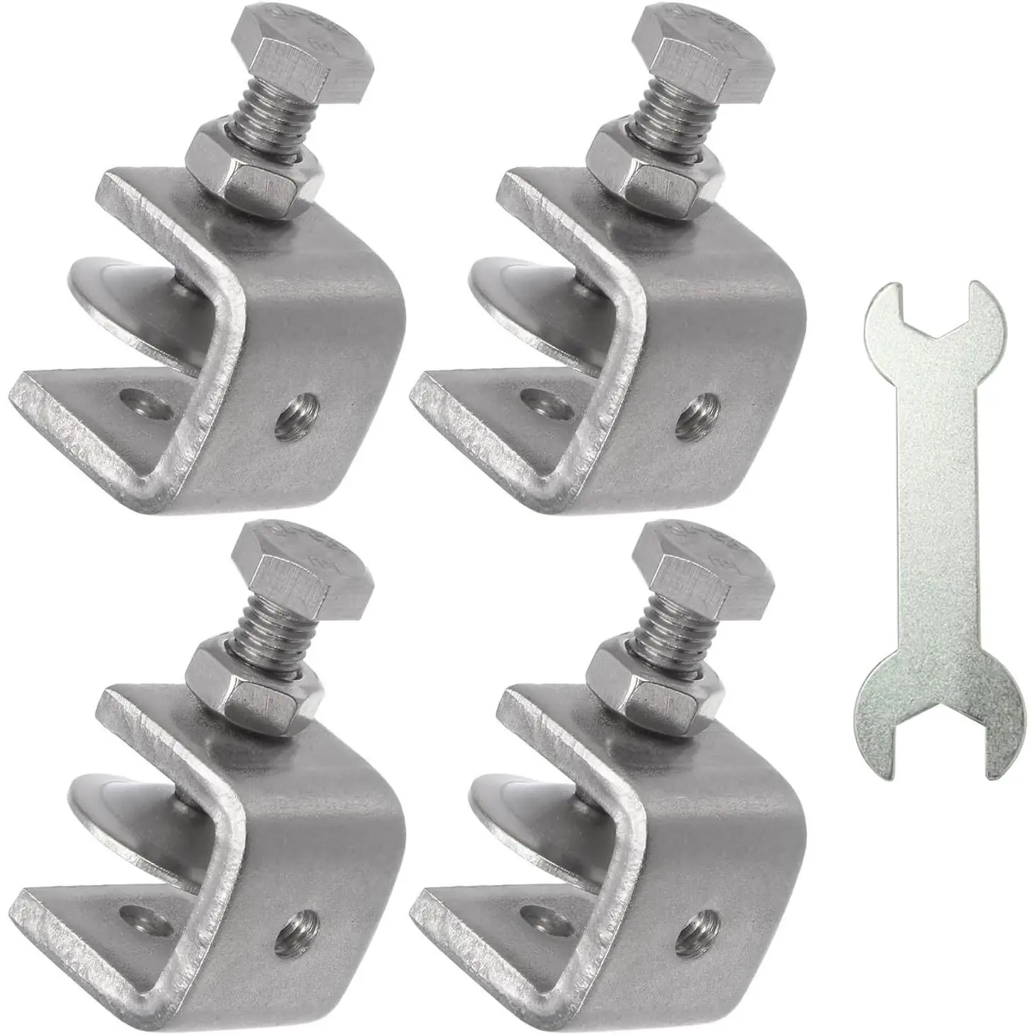 Stainless Steel C Clamps, Mini Tiger Clamp Set for Mounting, Heavy Duty Metal U Clamps, Small Desk G-Clamp with 0.79 Inch  Wide Jaw Opening for Metal Working Woodworking Welding Building (4pcs)