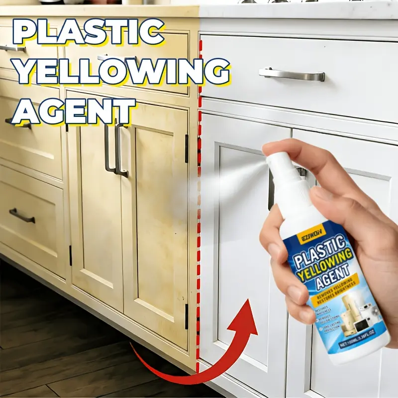 Plastic Yellowing Repair Liquid, Penetrating And Decomposing Yellowing Marks to Restore Bright White State, Reducing Aging Effects, Suitable for Washing Machine Shells, Toilet Lids, Storage Boxes, And Other Plastic Parts
