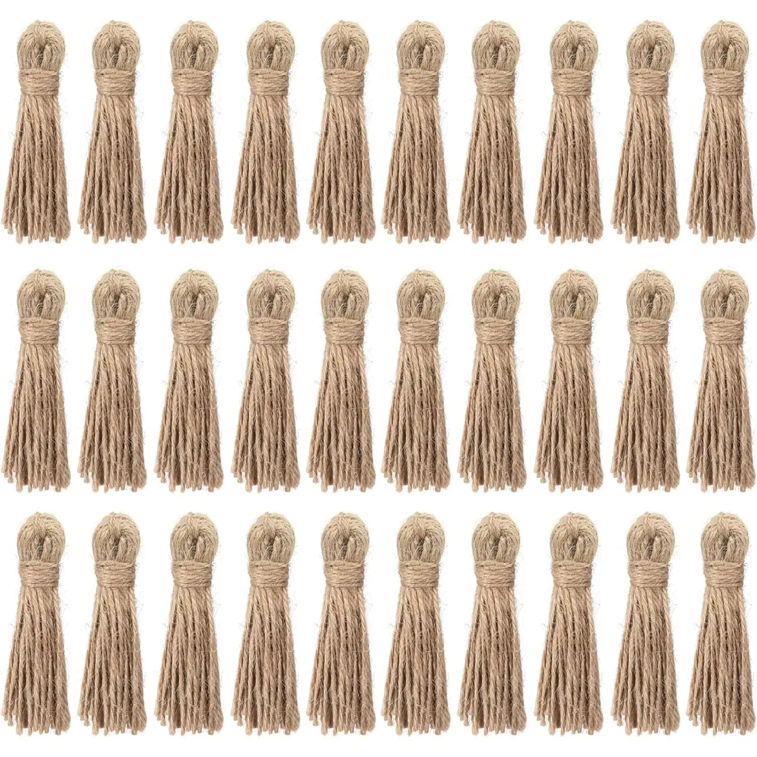 30 count  Jute Tassels for  Beads Christmas Burlap Tassel Jute Rope Tassels DIY  Bead Garland Projects Decorations(2.83 inch)