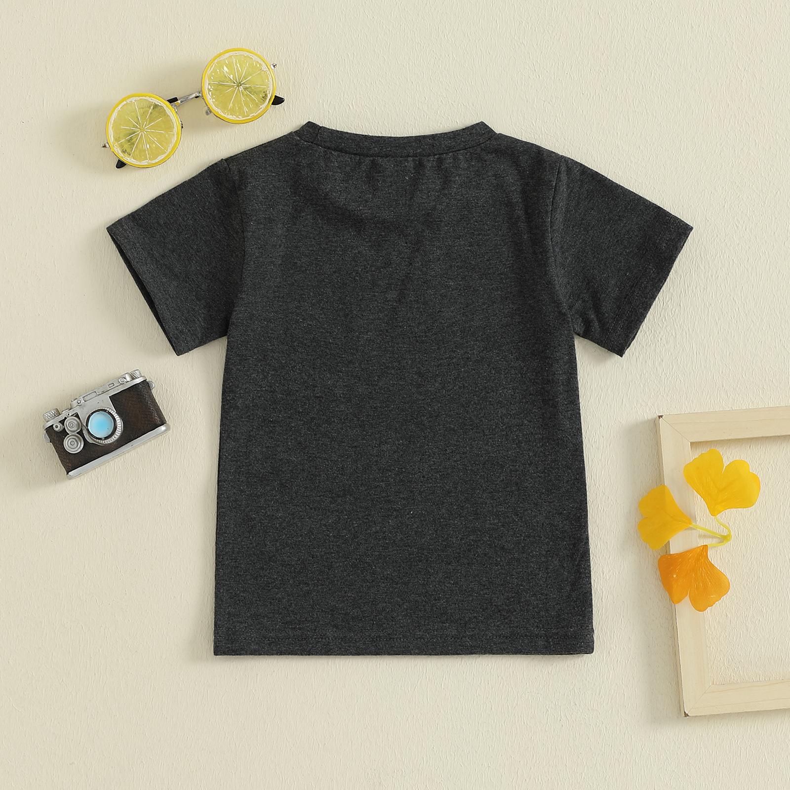 Toddler Baby Boy Girl Summer Tops Casual Round Neck Short Sleeve Letter Print T-Shirt Toddler Kids Summer Clothes Outfits