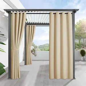 Outdoor Curtains for Patio Waterproof Block Sunlight Thermal Insulated Privacy Assured Thick Outside Curtains for Porch, Gazebo, Pergola, W52" x L84", Biscotti Beige, 1 Panel