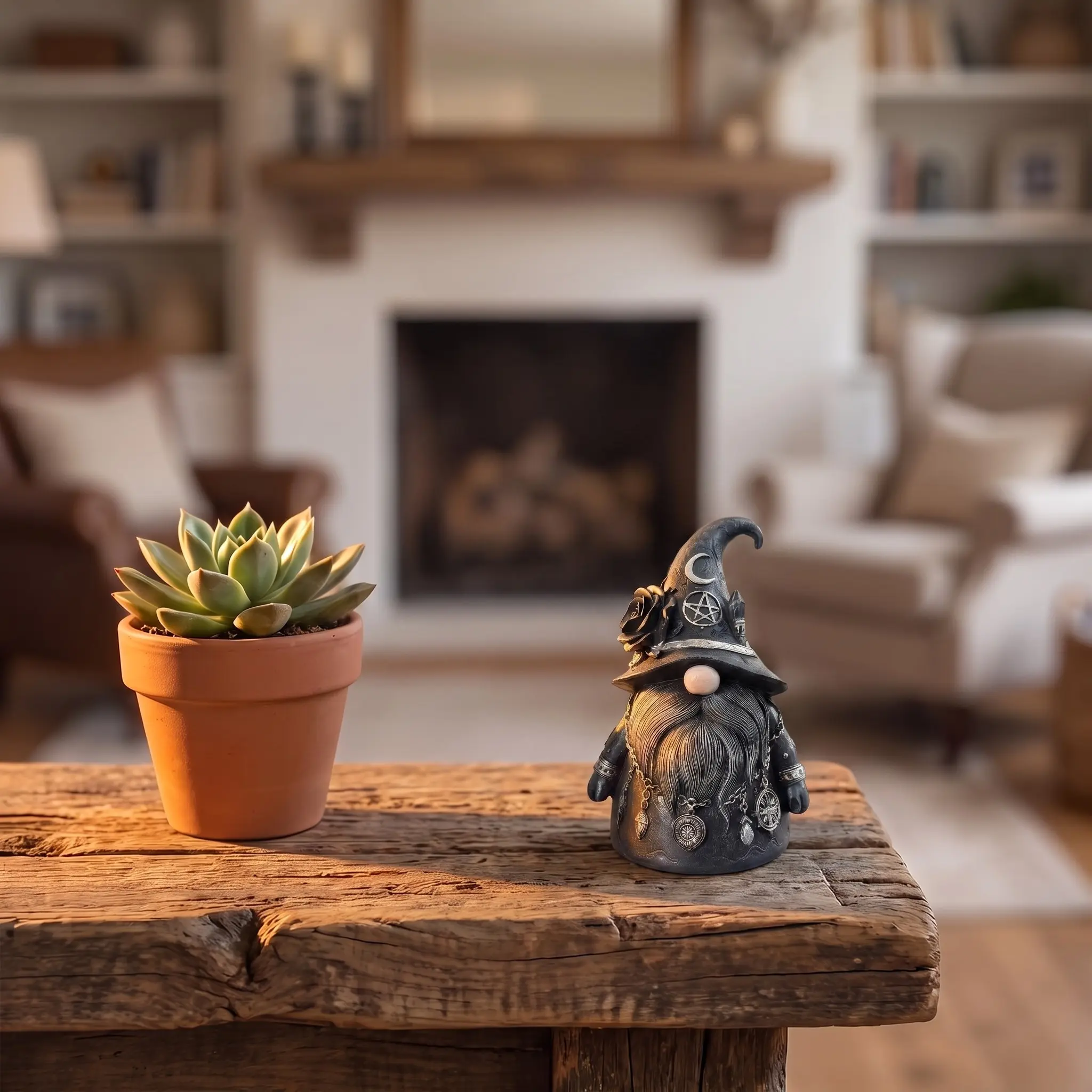 Gothic Style Dwarf Wizard Statue Home Decor, Cute Collectible Resin Ornament, Desktop Decoration for Study Room/living Room/bedroom