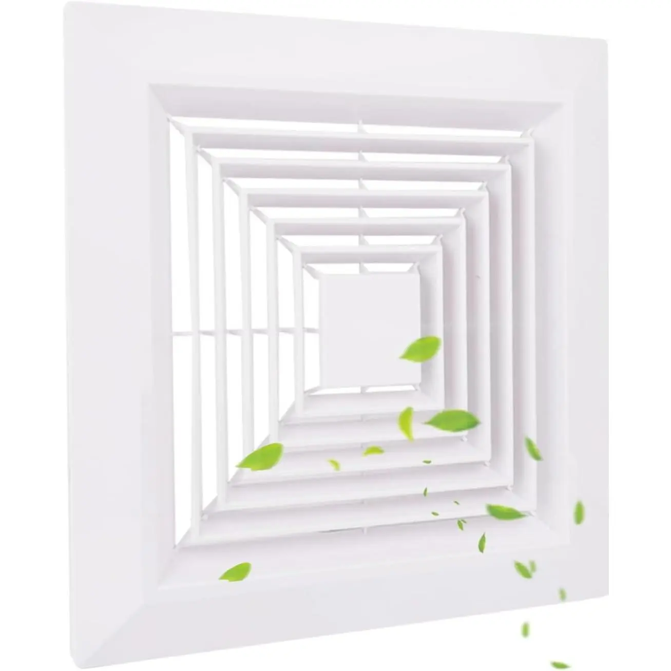 Bathroom Exhaust Fan Cover with Spring   for Square Ceiling or Wall-Mount Exhaust Fan, Bathroom Ceiling Fan Grille, Ceiling Air Diffuser, Diverter Ventilation  (9 X 9 inches)