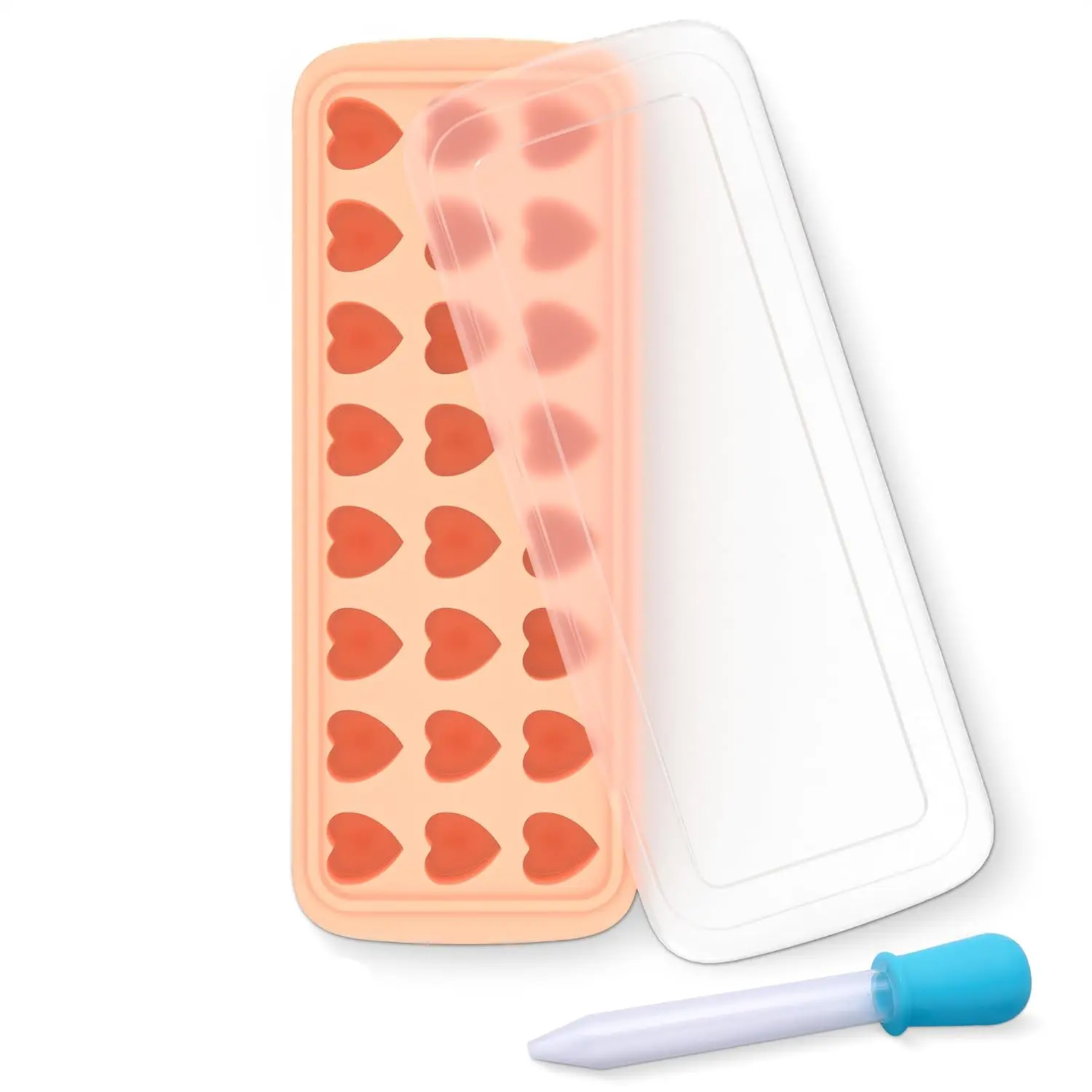 24 Caity Heart  Tray with Lid, Flexible and Heat-Resistant | Heart  Mold for Candies,  and ;  Dropper Included; Odorless  that is Easy to Clean
