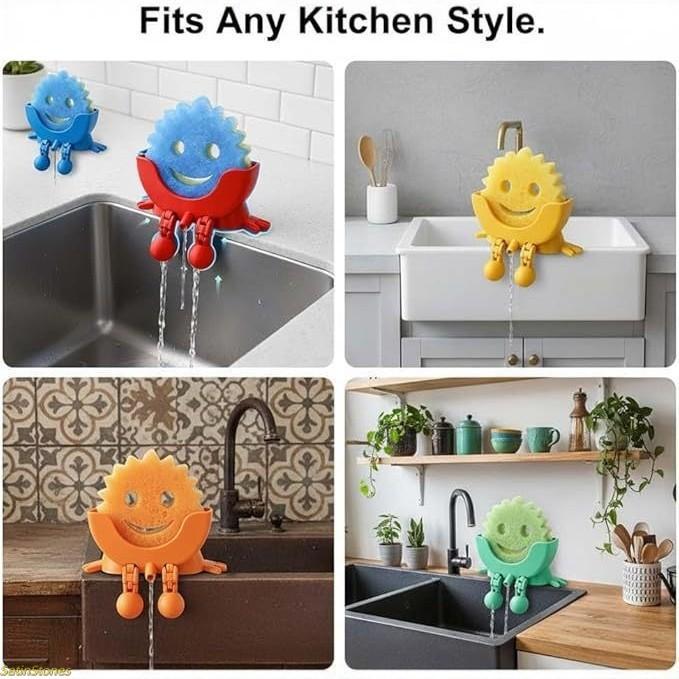 1-Pack Fun Kitchen Sink Sponge Holder — Hanging Design with Drainage Holes, Compatible with Scrub Daddy Sponges, Cute 3D-Printed Organizer