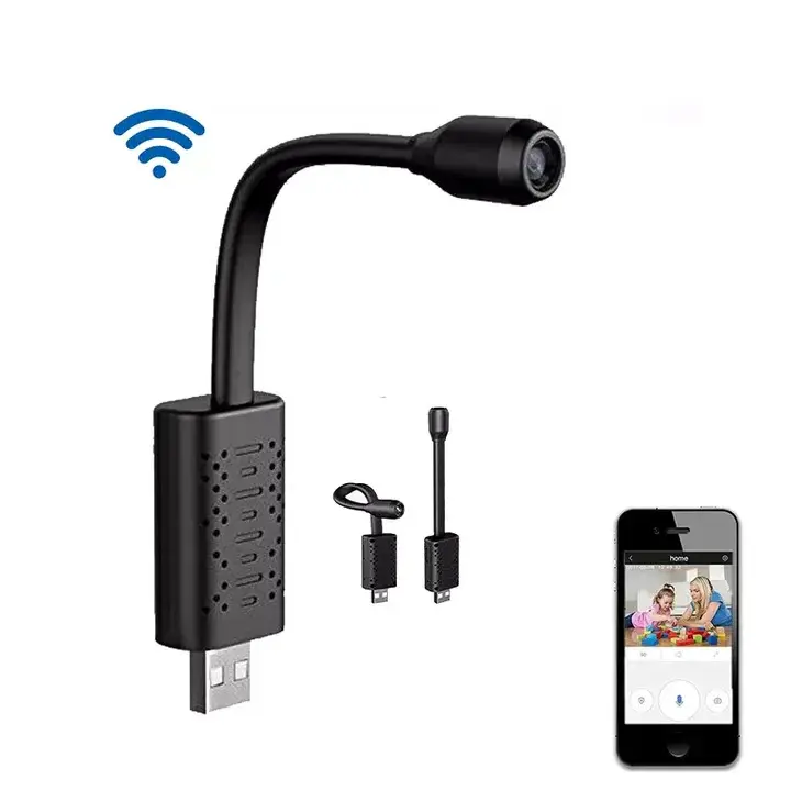 1080P Panoramic Indoor Security Camera - Mini Wireless WiFi IP Camera with USB Power Supply and Monitor