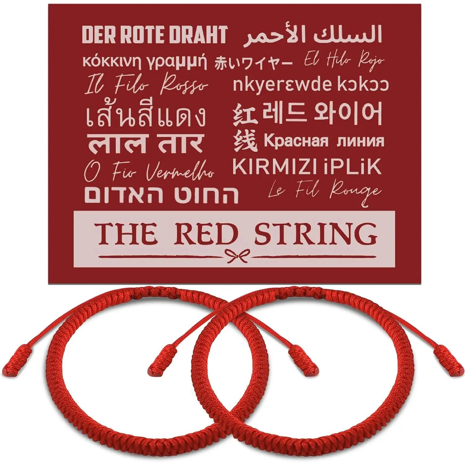 2 count Red String Bracelets for Women Men with Cards Kabbalah Red Rope Bracelet for  Luck Protection Energy Power Friendship Adjustable Braided Tie Bracelet Cord Thread
